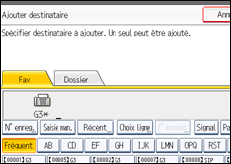 Illustration de l'écran du panneau de commande