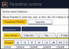 Illustration de l'écran du panneau de commande