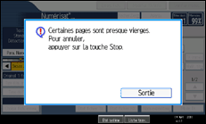 Illustration de l'écran du panneau de commande
