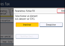 Illustration de l'écran du panneau de commande