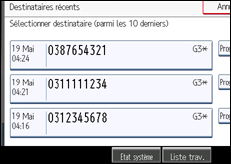 Illustration de l'écran du panneau de commande
