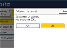 Illustration de l'écran du panneau de commande
