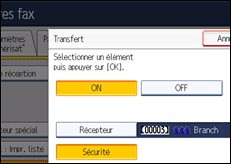Illustration de l'écran du panneau de commande
