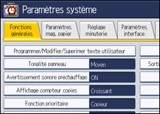 Illustration de l'écran du panneau de commande