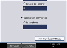 Illustration de l'écran du panneau de commande