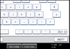 Illustration de l'écran du panneau de commande