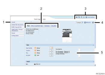 Illustration de l'écran du navigateur Web Illustration avec légende numérotée