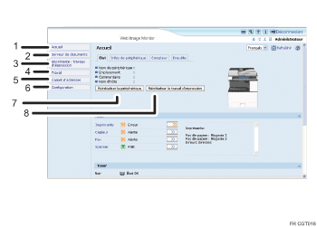 Illustration de l'écran du navigateur Web Illustration avec légende numérotée