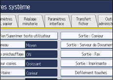 Illustration de l'écran du panneau de commande