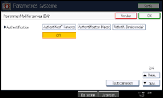 Illustration de l'écran du panneau de commande