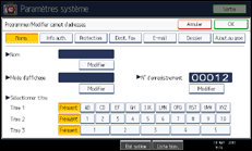 Illustration de l'écran du panneau de commande