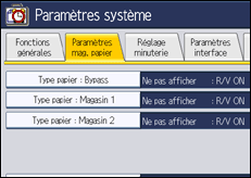 Illustration de l'écran du panneau de commande
