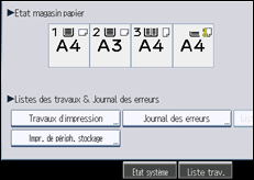 Illustration de l'écran du panneau de commande