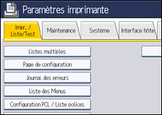 Illustration de l'écran du panneau de commande