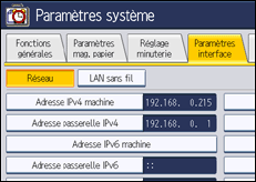 Illustration de l'&eacute;cran du panneau de commande