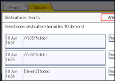 Illustration de l'écran du panneau de commande