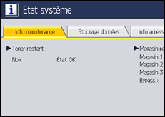 Illustration de l'écran du panneau de commande