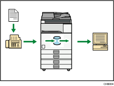 Deze illustratie toont de papierloze ontvangst van een fax