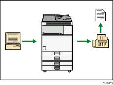 Deze illustratie toont papierloze faxverzending