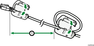 Afbeelding van een ethernetkabel met ferrietkern 