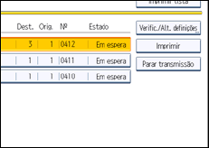 Ilustração do ecrã do painel de operação