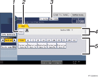 Ilustração com numeração do ecrã do painel de operação