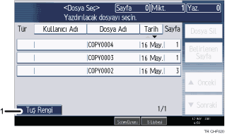 İşlem paneli ekran gösterimi numaralandırılmış balonlu resim