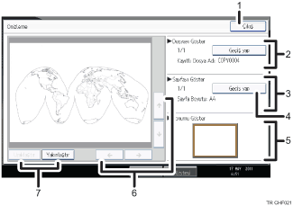 İşlem paneli ekran gösterimi numaralandırılmış balonlu resim