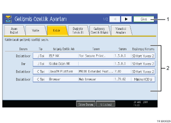 İşlem paneli ekran gösterimi numaralandırılmış balonlu resim