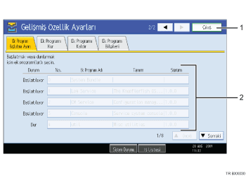 İşlem paneli ekran gösterimi numaralandırılmış balonlu resim