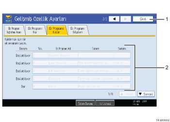 İşlem paneli ekran gösterimi numaralandırılmış balonlu resim