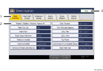 işlem paneli ekran çizimi (numaralandırılan öğe çağırma çizimi)