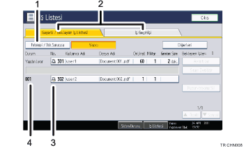 İşlem paneli ekran gösterimi numaralandırılmış balonlu resim