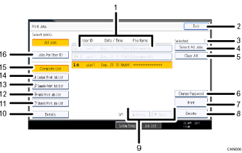 Operation panel screen illustration numbered callout illustration