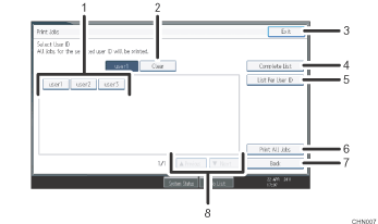 Operation panel screen illustration numbered callout illustration