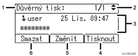 Číslovaná ilustrace displeje ovládacího panelu