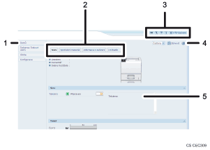 Ilustrace obrazovky webového prohlížeče s číselnými popisky