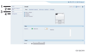 Ilustrace obrazovky webového prohlížeče s číselnými popisky