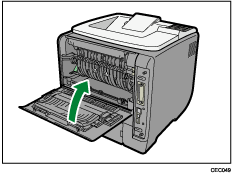 Illustration af printerens bagside.