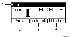 Nummereret illustration af displayet