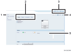Nummereret illustration af webbrowserskærm