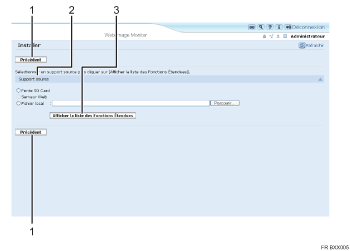 Illustration de l'écran du navigateur Web Illustration avec légende numérotée