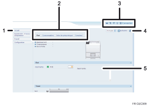 Illustration de l'écran du navigateur Web avec légende numérotée