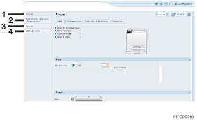 Illustration de l'écran du navigateur Web avec légende numérotée