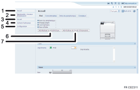 Illustration de l'écran du navigateur Web avec légende numérotée