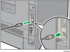 Illustrazione del lato posteriore della stampante
