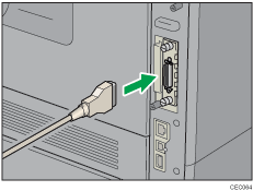 Illustrazione del lato posteriore della stampante