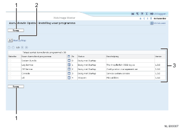 Schermafbeelding van webbrowser (afbeelding met genummerde verklaringen)
