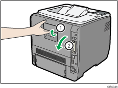 Illustratie achterzijde van de printer