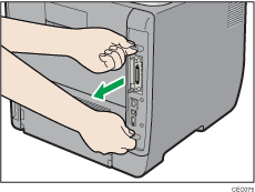 Illustratie achterzijde van de printer